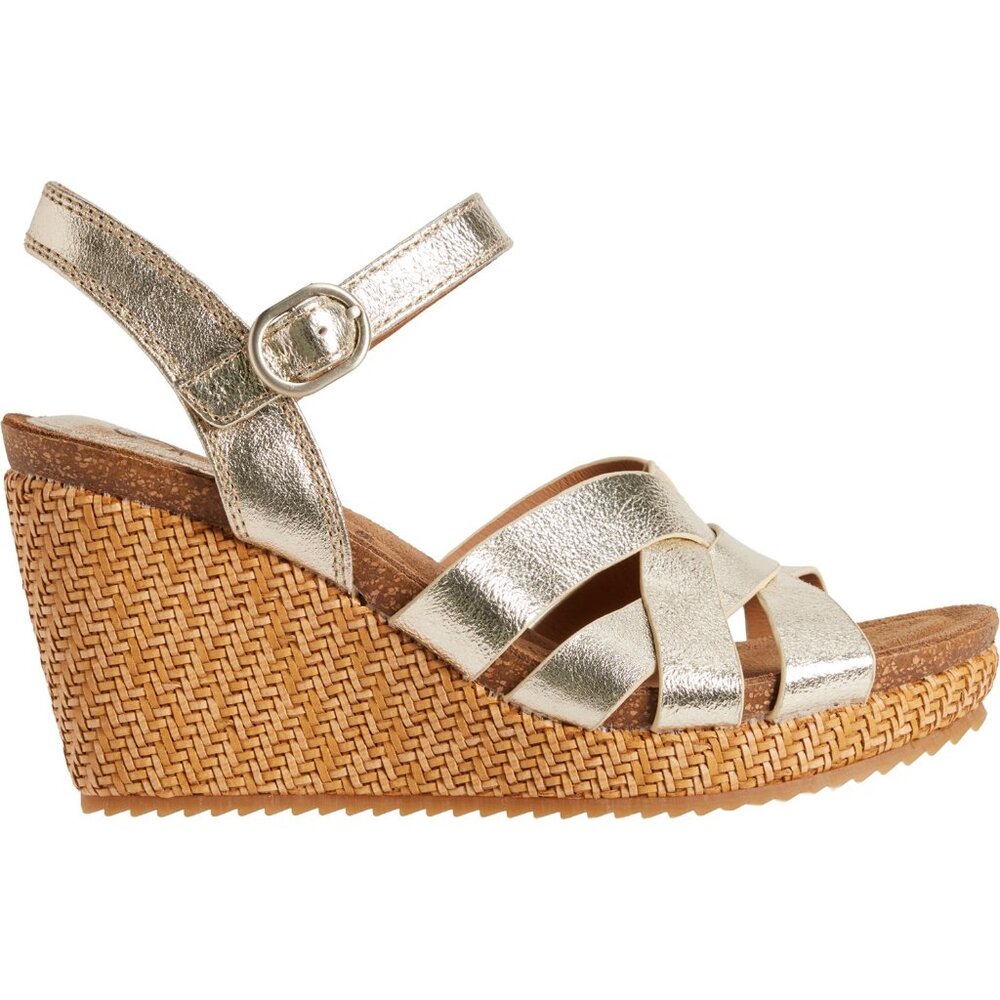 NEW Sofft Carlana Wedge Sandals - Leather  in Platino For Women 266 3s7